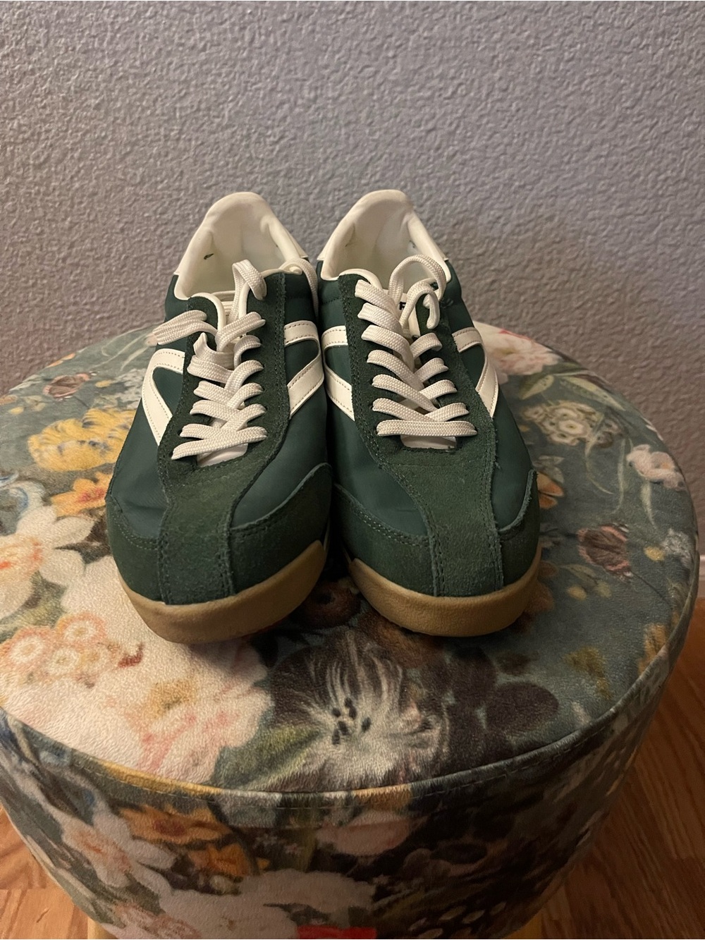 Tretorn Dark Green and White Retro Sneakers